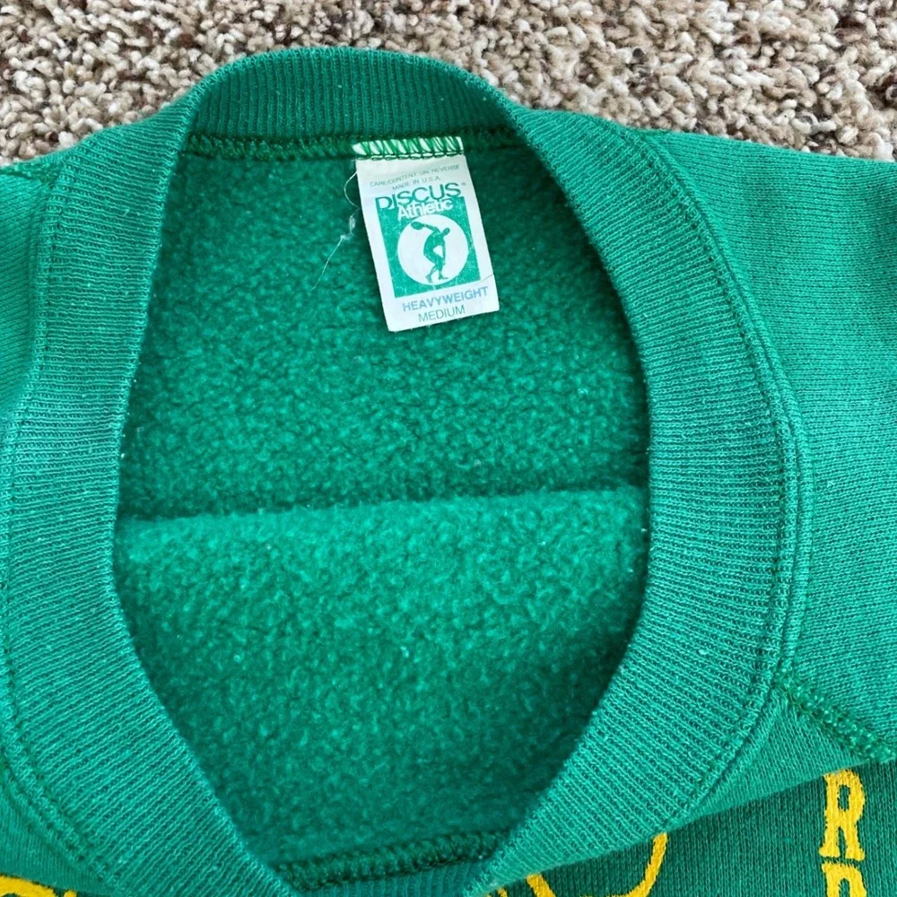 Vintage Athletic Green Cherokee Territory Sweatshirt Medium Made in USA Native